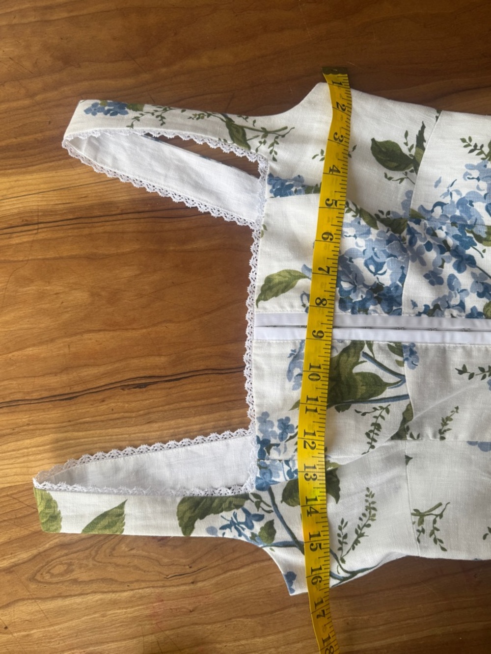Reformation White Midi Dress with Blue Floral and Green Leaves - Picture 6 of 9